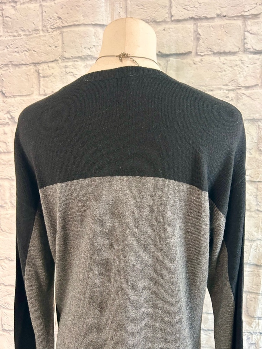 Evan Picone Knit Dress Gray and Black Long Sleeve Midi Office Career Emo Boss - Picture 11 of 14